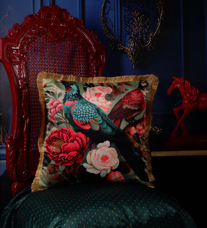 THE WHITE INK DECOR Tropical Elegance:: Cushion Cover Vibrant and Captivating Prints with Fringe Edging Set of Five