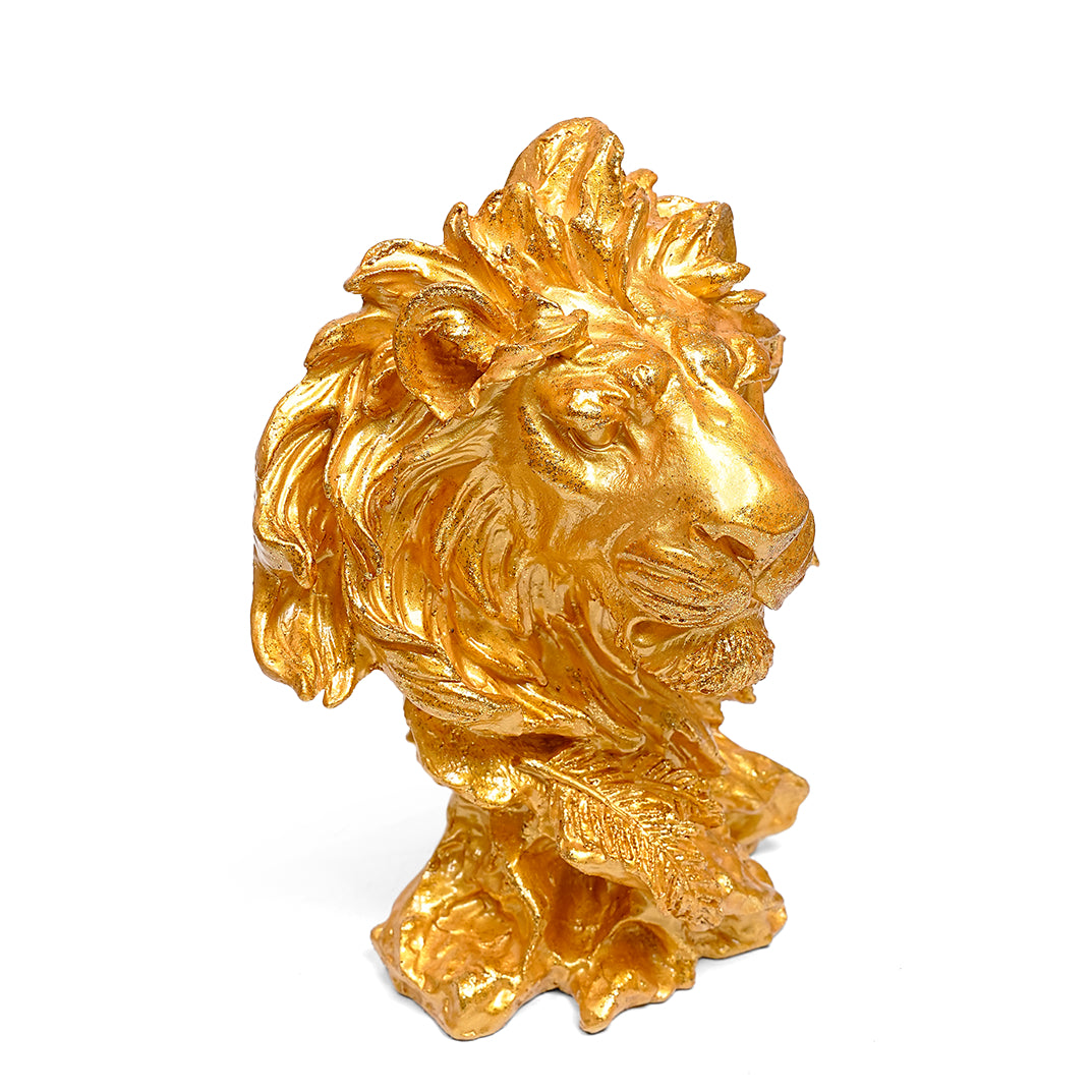 Majestic Golden Lion Head Statue-Elegant Home Decor Piece