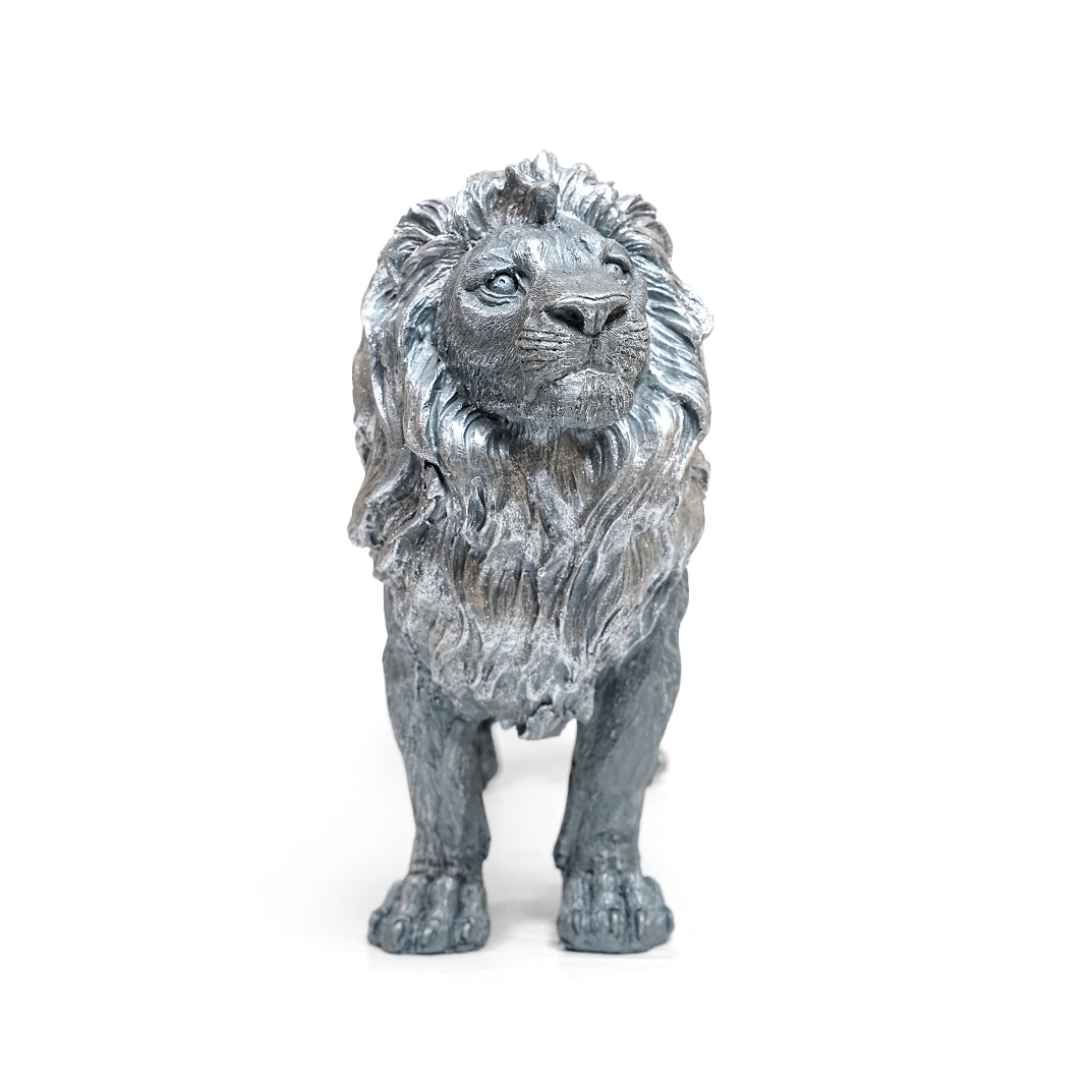 Regal Silver Lion Home Decor Showpiece