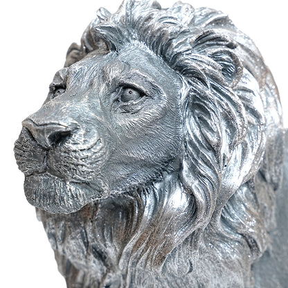 Regal Silver Lion Home Decor Showpiece