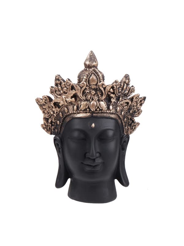 Meditative Buddha Face Statue - Housewarming Decorative Figure for Living Room Home Decor, Vastu, Feng Shui, Religious Gift, Good Luck Idol Table Showpiece (8 Inches)