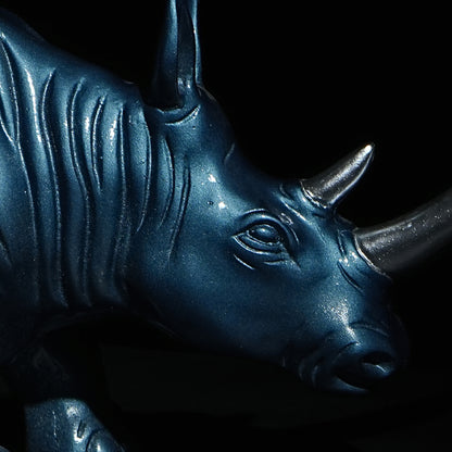 Blue Rhino Sculpture – Modern Abstract Home Decor Piece