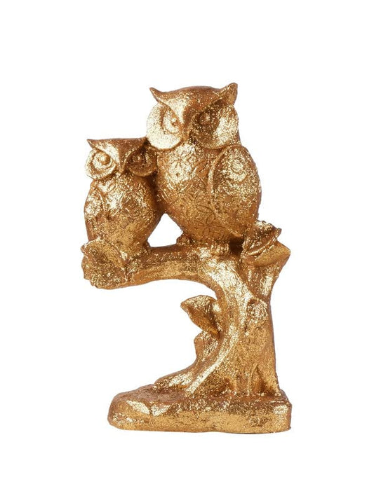 Fengshui Owl Premium Gold, Premium Showpiece for Home Decoration Living Room and Gifting (Gold)