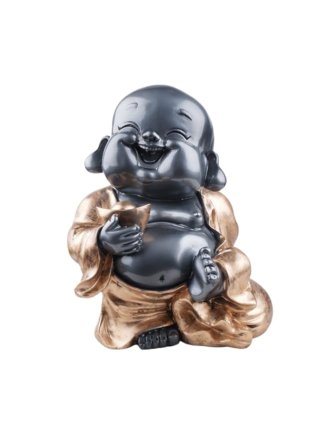 Premium Feng Shui Decorative Resin Buddha Baby Monk Statues Baby- Laughing Buddha Statue, Showpiece, Idol, Figurine for Home Decor, Vastu, Good Luck Idol (10 Inches)