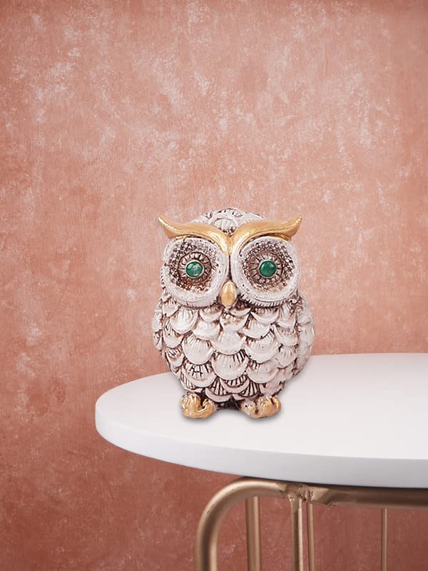 DECORAntique Gold Owl A Symbol of Wisdom and Fortune for Home and Living Room Decor Item, Statue, Figurine (3 inches)