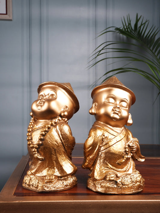 The white ink decor premium Monk figurine set of two