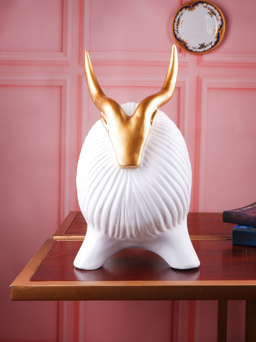 Premium white and gold yak figurine