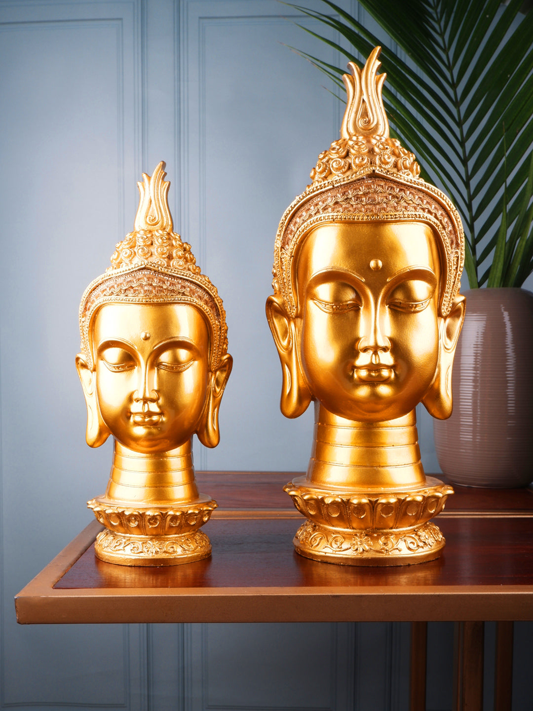 Premium Gold thai buddha head Set of 2