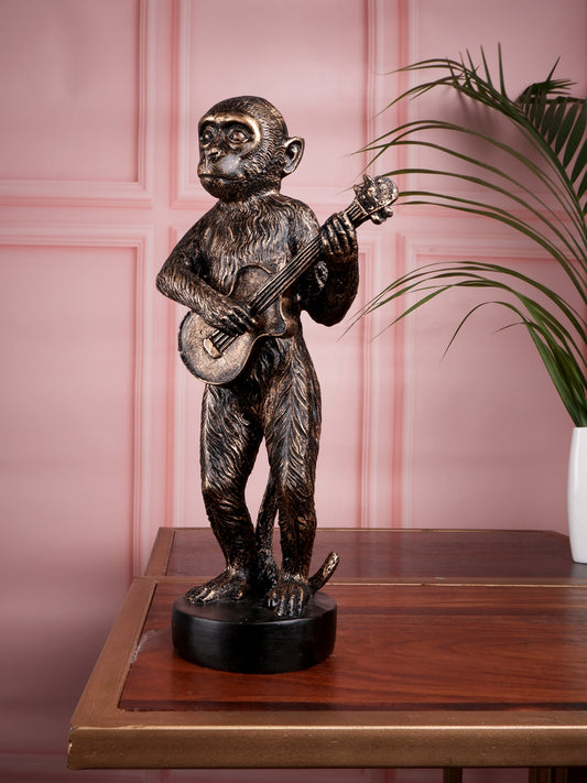 The white ink decor premium musician monkey figurine