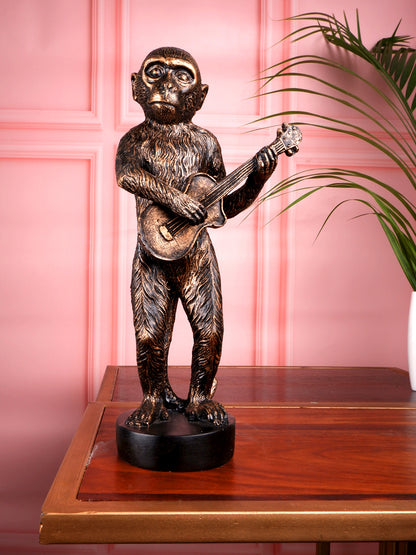 The white ink decor premium musician monkey figurine