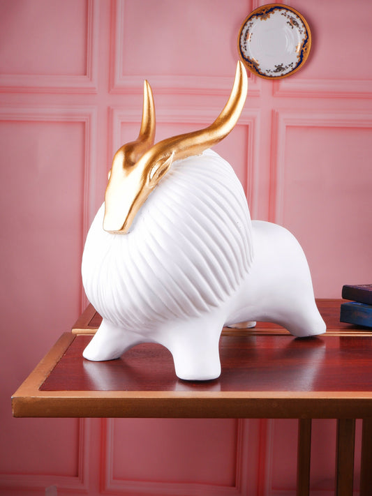 Premium white and gold yak figurine