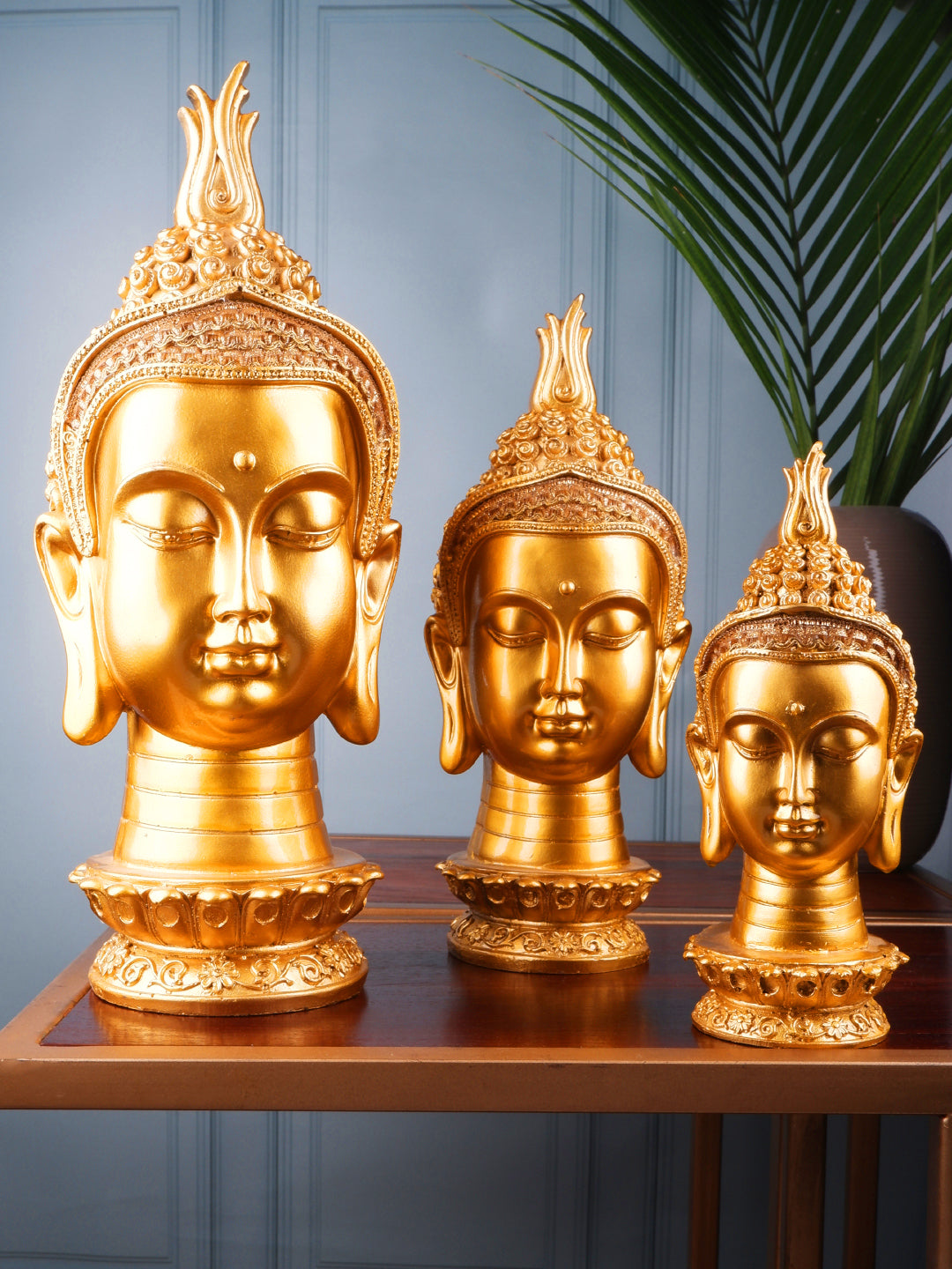 Premium Gold thai buddha head Set of 3