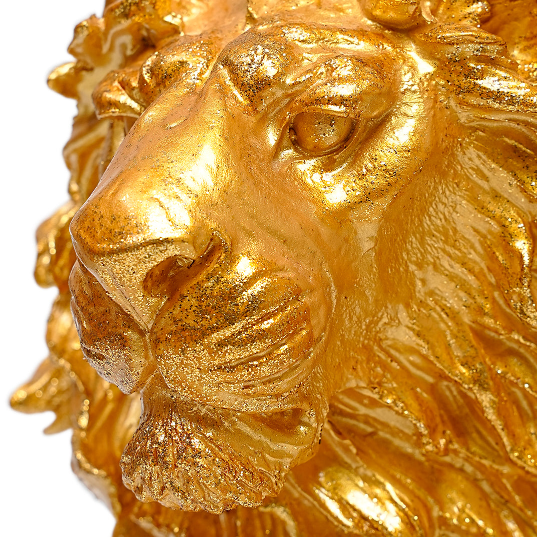 Majestic Golden Lion Head Statue-Elegant Home Decor Piece