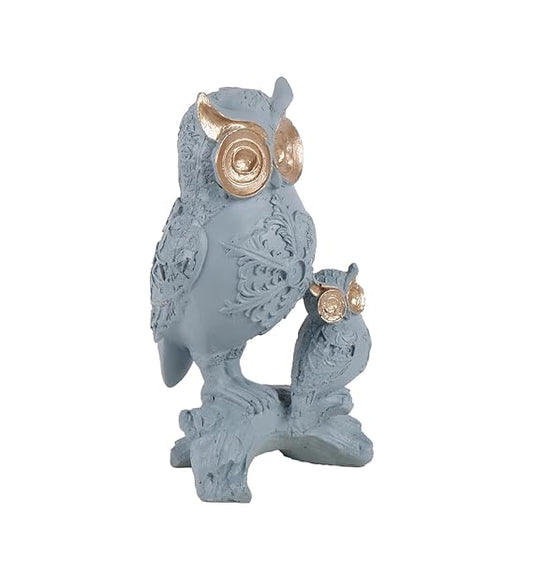 Premium Auspicious Owl with Golden Eye A Symbol of Wisdom and Fortune Color Grey