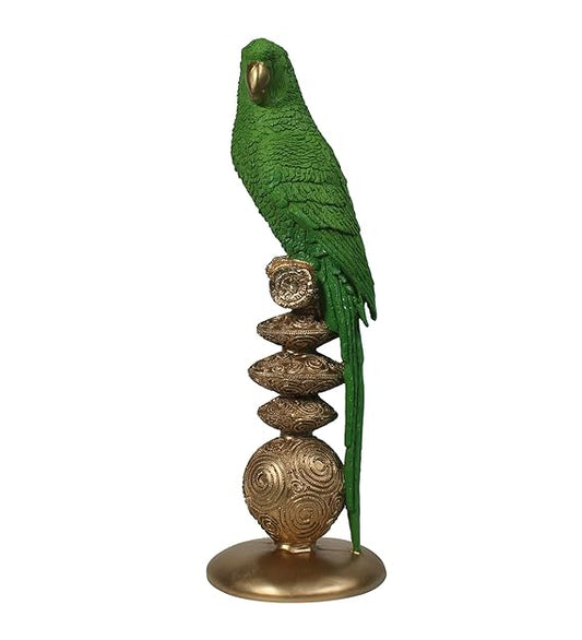 Green Plumage: Radiant Avian Majesty Parrot showpeice for goodluck