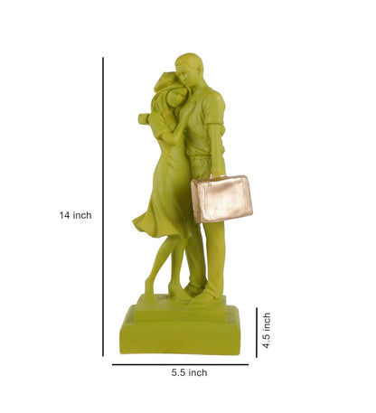 The Radiant Green Couple Showpeice with Golden Luggage A Symbol of Adventure & Love