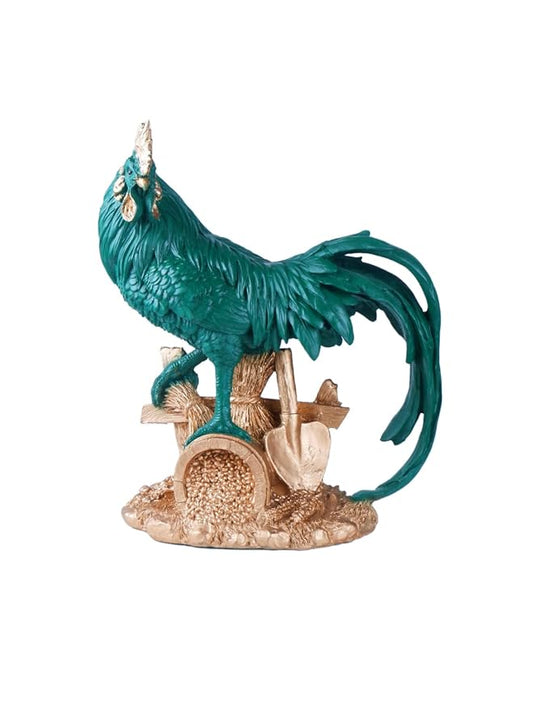 Feng Shui Rooster showpiece for Health Wealth & Happiness Statue Good Fortune, Harmony & Protection Politicking, Backbiting, Jealousy (Green)