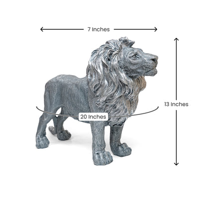 Regal Silver Lion Home Decor Showpiece