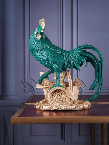 Feng Shui Rooster showpiece for Health Wealth & Happiness Statue Good Fortune, Harmony & Protection Politicking, Backbiting, Jealousy (Green)