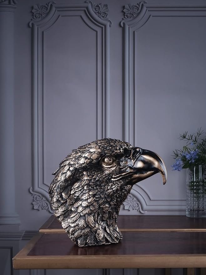 Premium Eagle Figurine Eagle Head Bird Statue Majestic Eagle Hawk Showpiece Fengshui Vastu for Home décor, Including Living Room, Desk, Office, and Wall Shelf Decorations