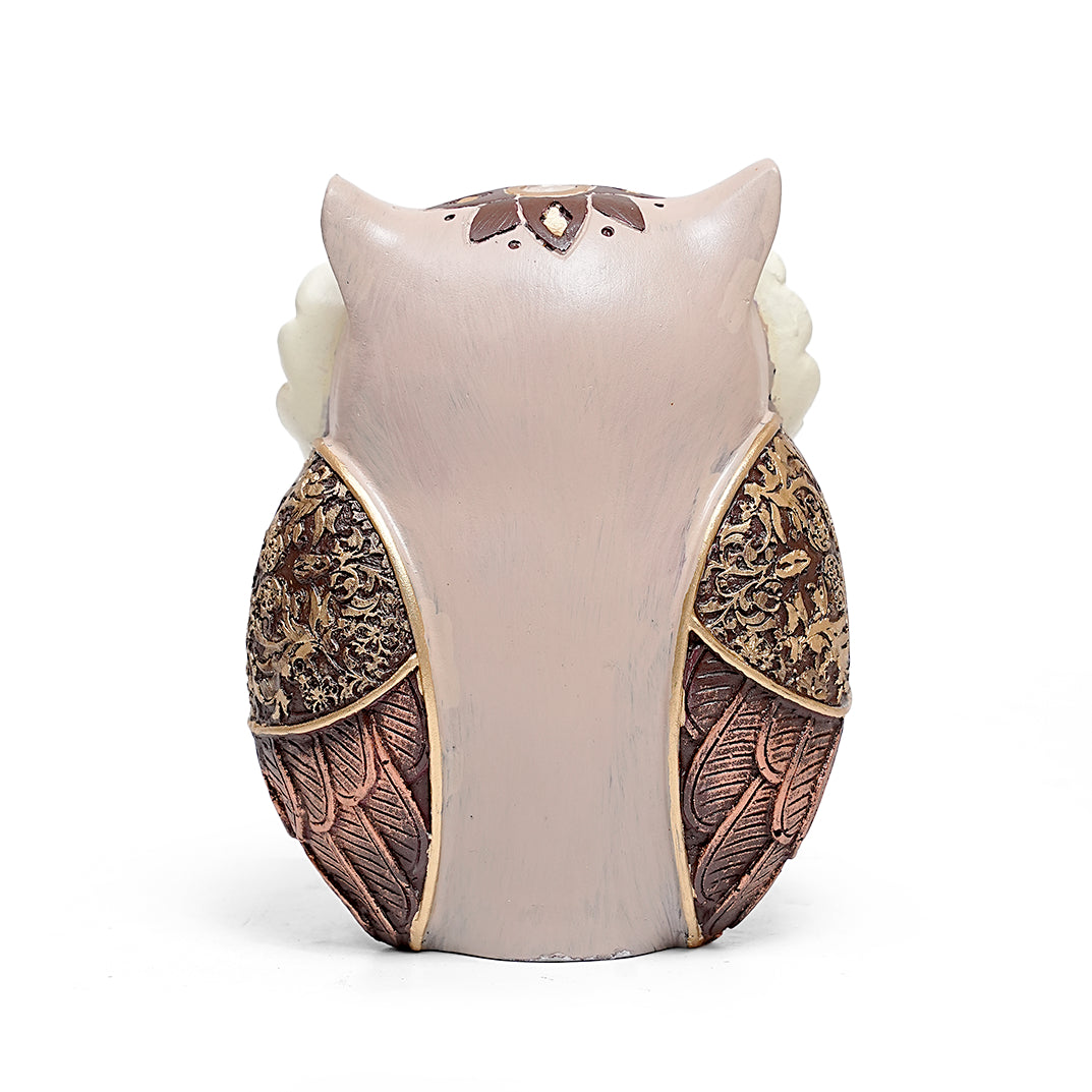 Purple Owl Figurine with Floral Design