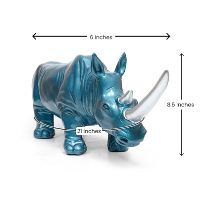 Blue Rhino Sculpture – Modern Abstract Home Decor Piece