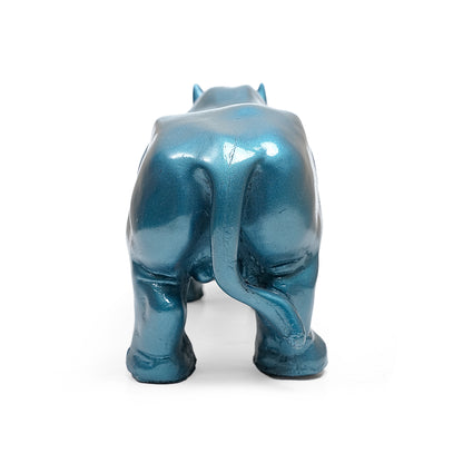 Blue Rhino Sculpture – Modern Abstract Home Decor Piece