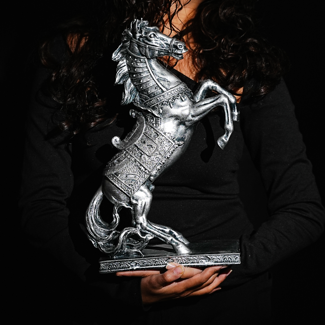 Majestic Silver Horse Figurine – Home Decor Sculpture