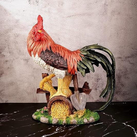 Feng Shui Rooster showpiece for Health Wealth & Happiness Statue Good Fortune, Harmony & Protection Politicking, Backbiting, Jealousy (Multicolor) (14 inches)