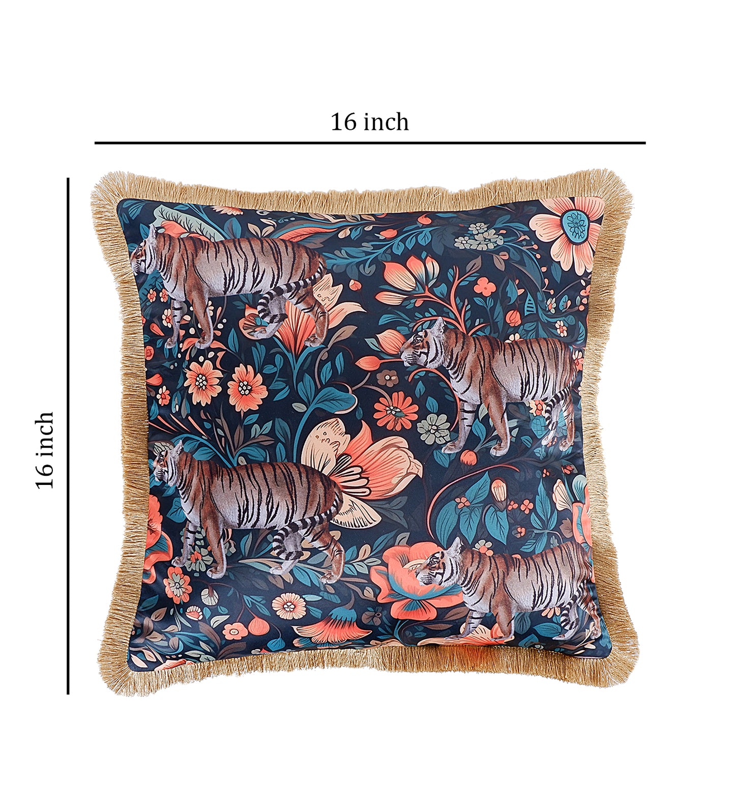 THE WHITE INK DECOR Premium Satin Scintillating Floral Print Cushion Cover