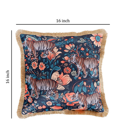 THE WHITE INK DECOR Premium Satin Scintillating Floral Print Cushion Cover