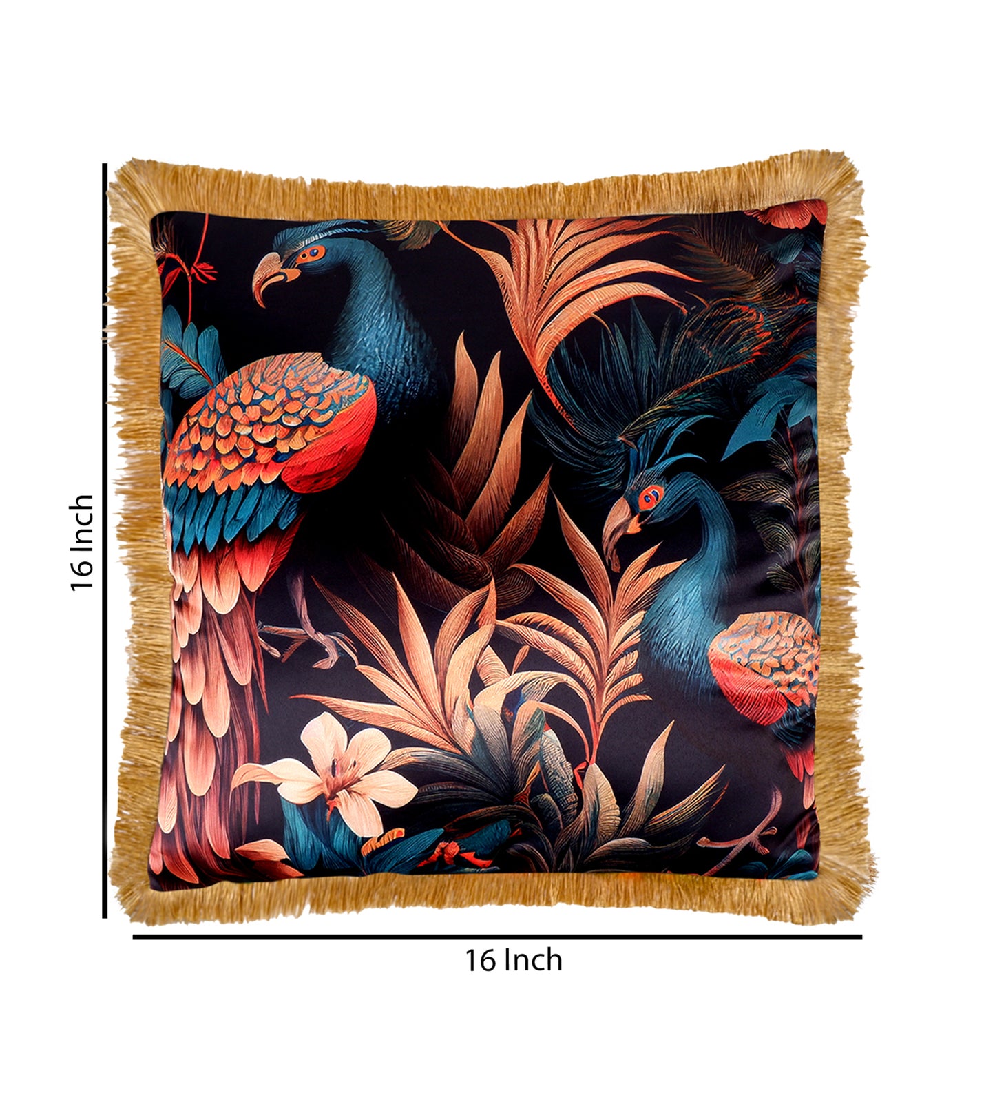 THE WHITE INK DECOR Tropical Elegance Cushion Cover Vibrant and Captivating Prints with Fringe Edging Set of Five