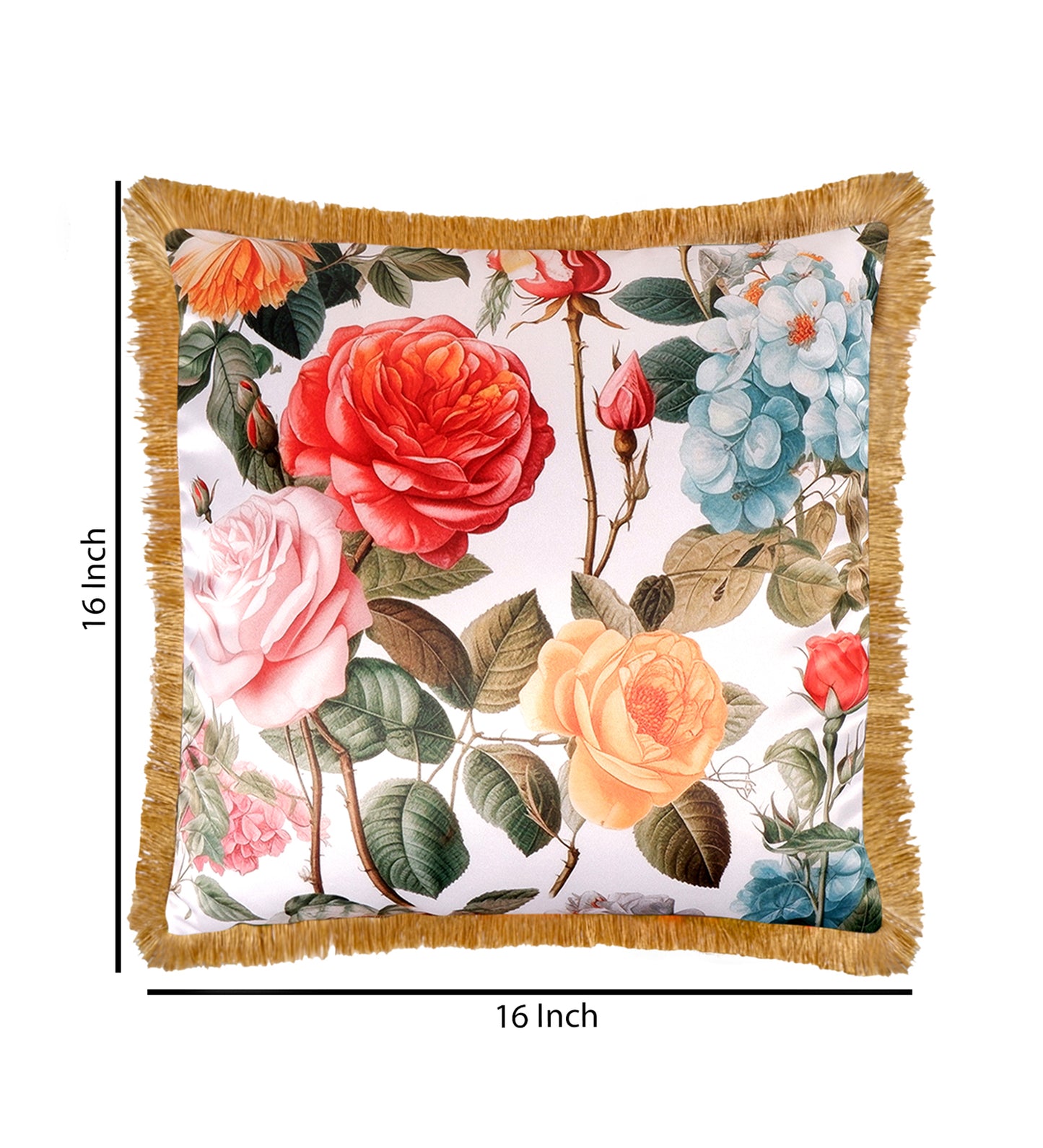 THE WHITE INK DECOR Premium Satin Scintillating Floral Print Cushion Cover