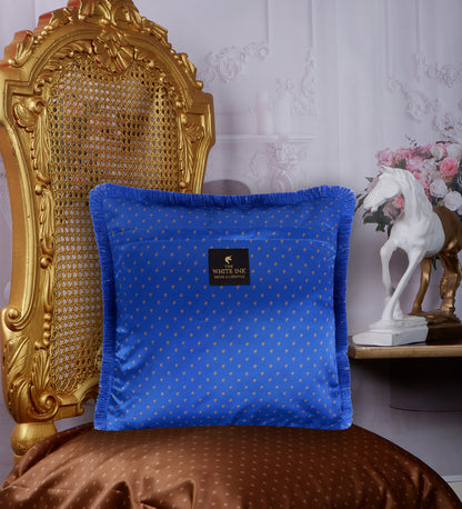 THE WHITE INK DECOR Quintessence of Elegance: Indigo Story Fine Satin Cushion Cover - Letter Q Lifestyle