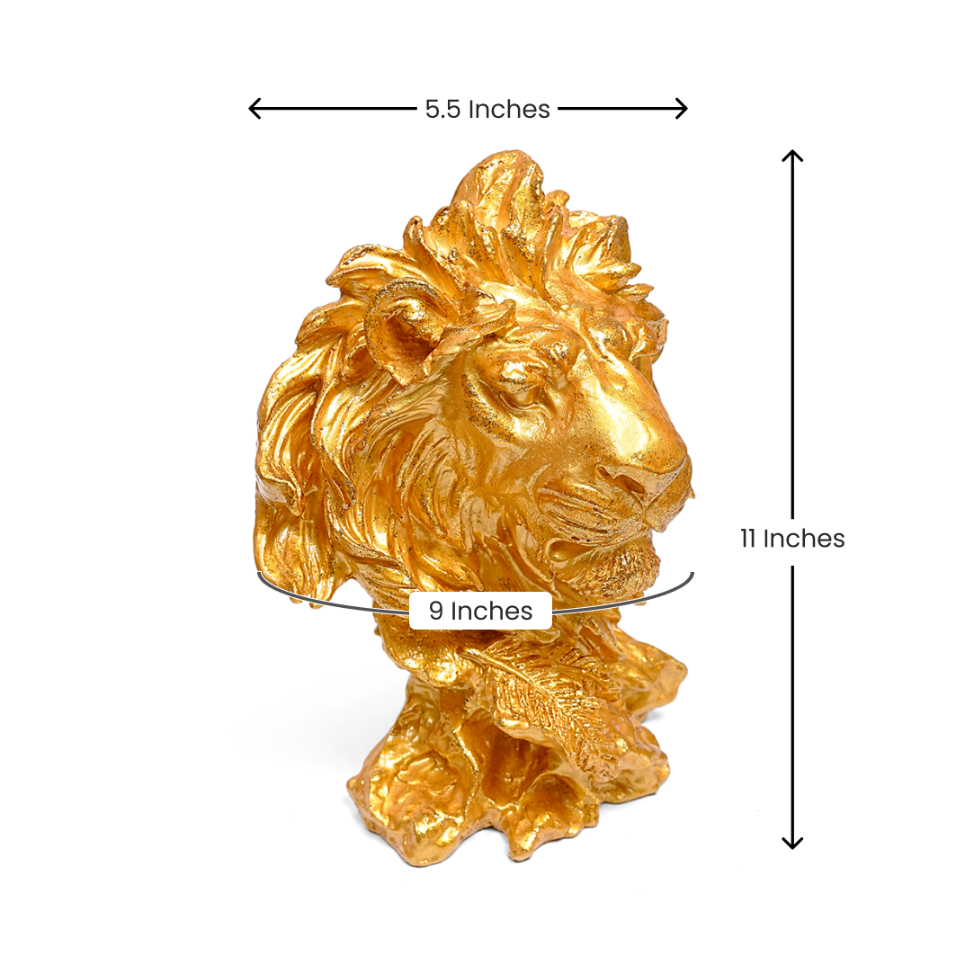 Majestic Golden Lion Head Statue-Elegant Home Decor Piece