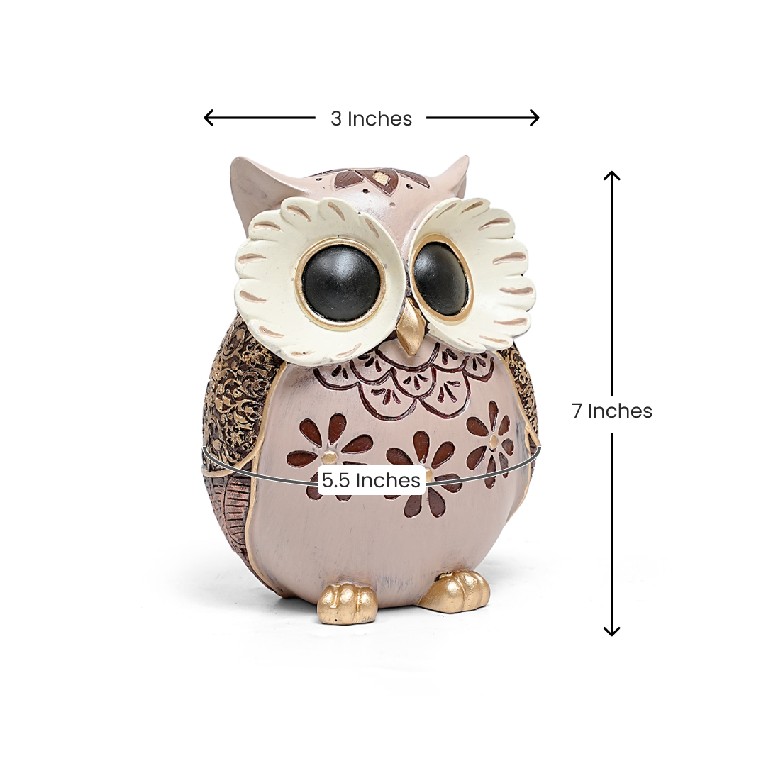 Purple Owl Figurine with Floral Design