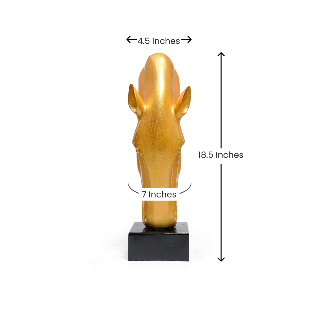 Gold Horse Head Figurine – Modern Decor Showpiece