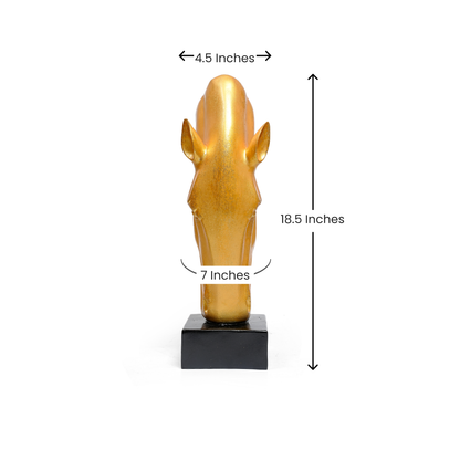 Gold Horse Head Figurine – Modern Decor Showpiece