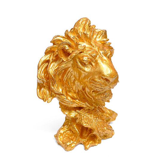 Majestic Golden Lion Head Statue-Elegant Home Decor Piece