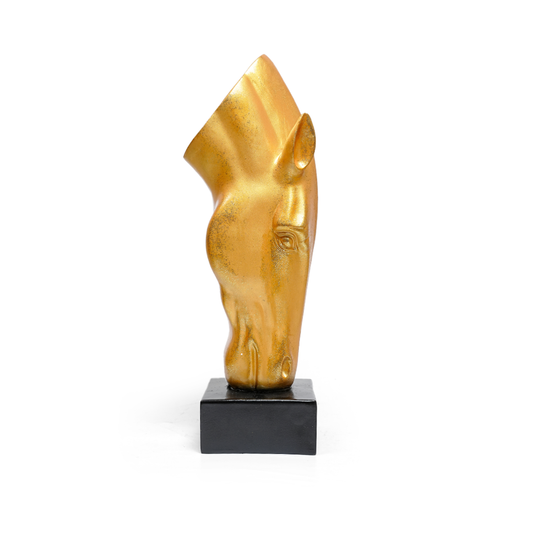 Gold Horse Head Figurine – Modern Decor Showpiece