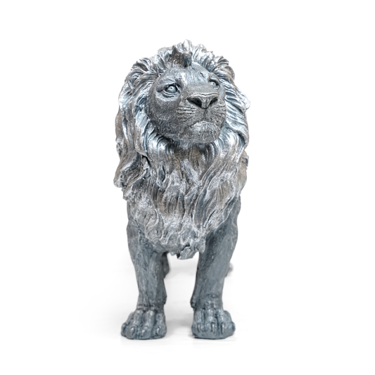 Regal Silver Lion Home Decor Showpiece