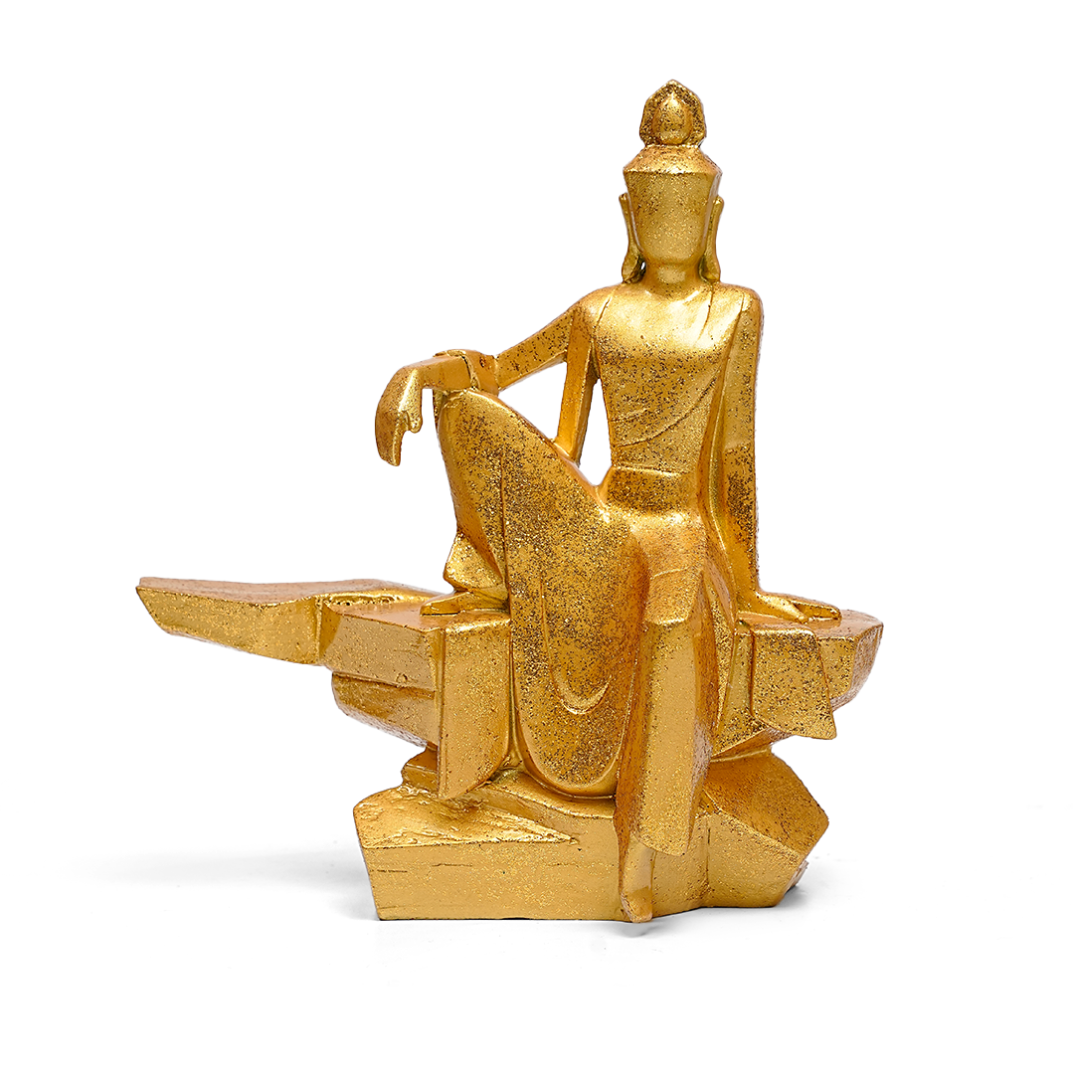 Gold Buddha Sitting Figurine – Decor Showpiece for Home